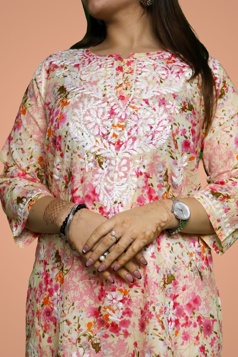 Nura Pure Mulmul Cotton Short Kurti - Red Colour