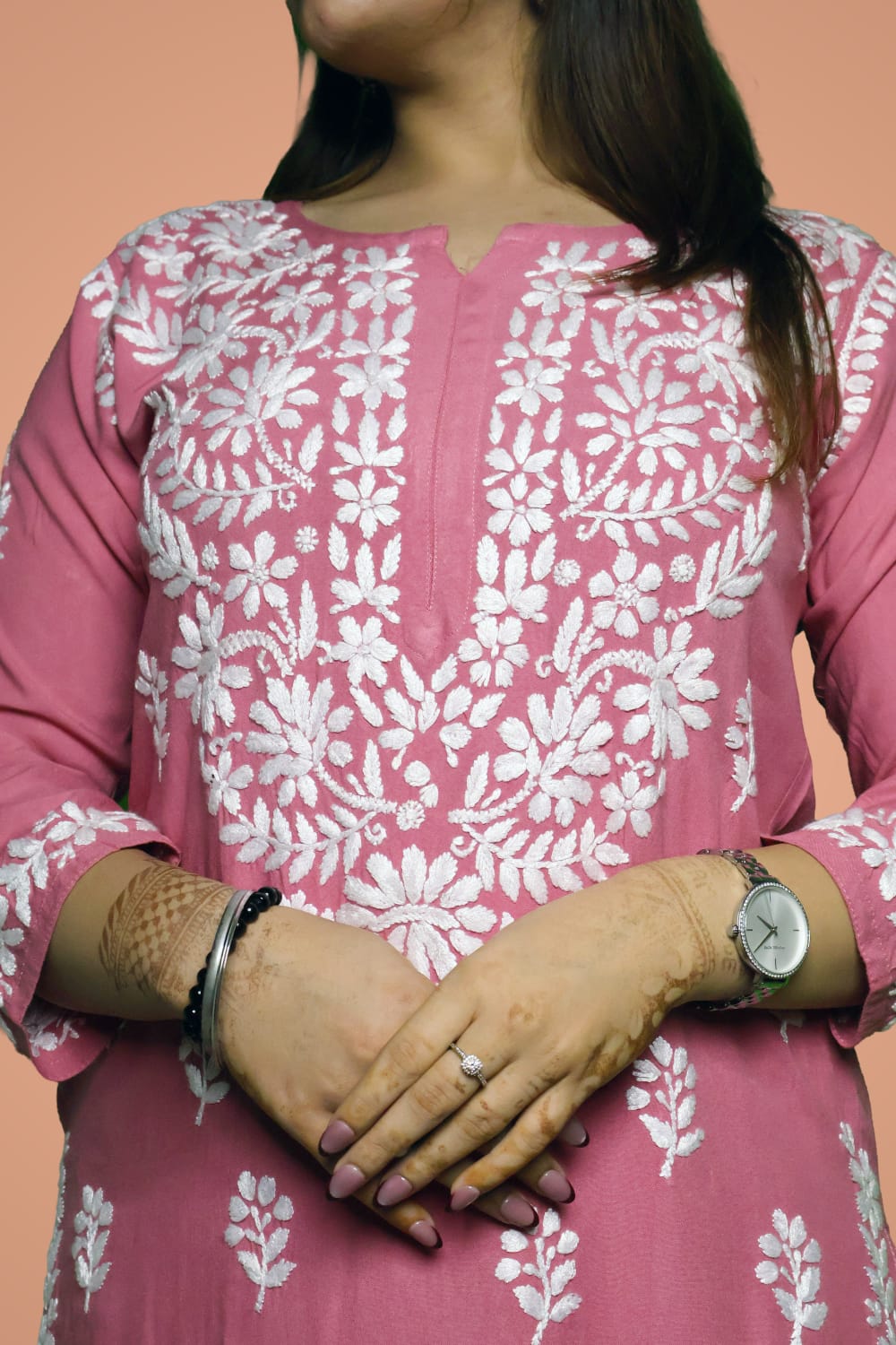Sakina Rayon Chikankari Kurti Set - Gazri Colour