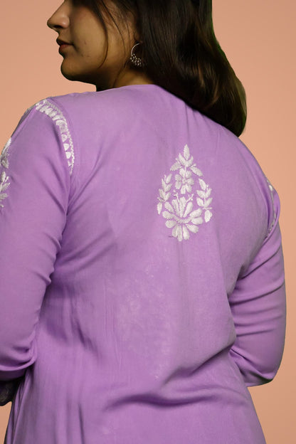 Sakina Rayon Chikankari Kurti Set - Purple Colour