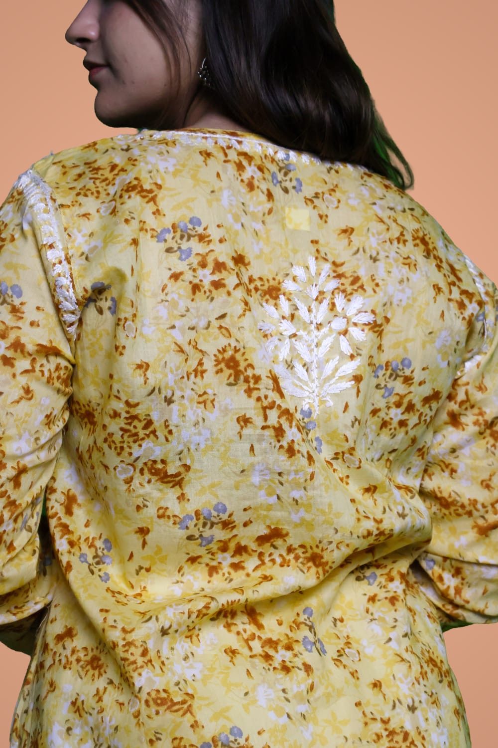 Rania Pure Mulmul Chikankari Handwork Kurti - Yellow Colour