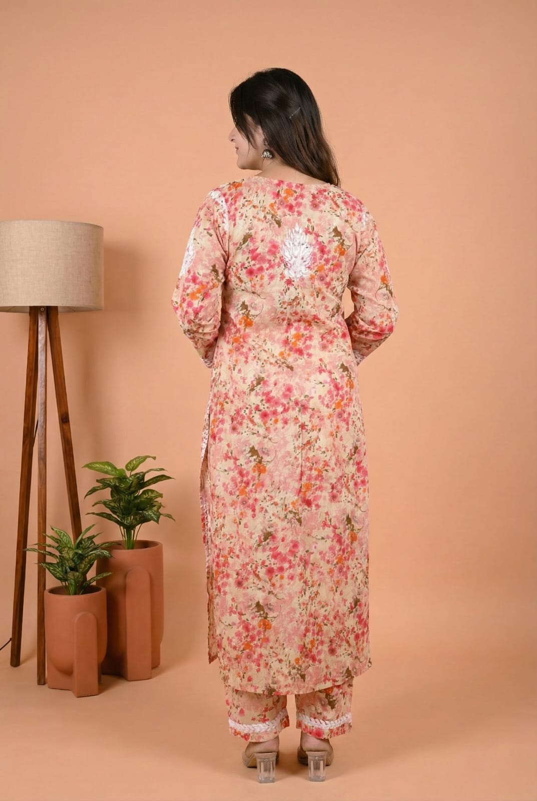 Maira Mulmul Cotton Chikankari Kurti Set - Red Colour