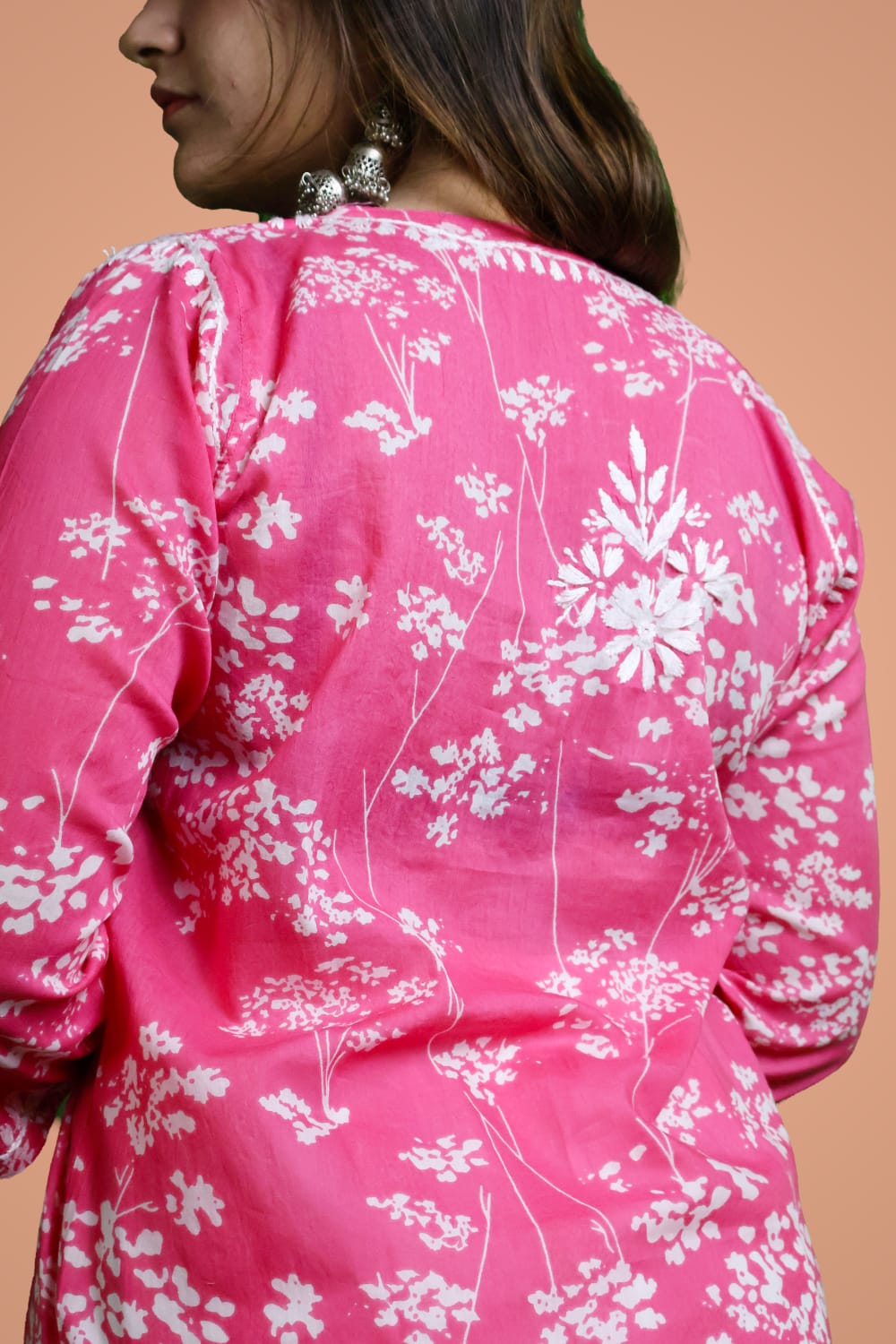 Malika Pure Mulmul Cotton Short Kurti - Pink Colour