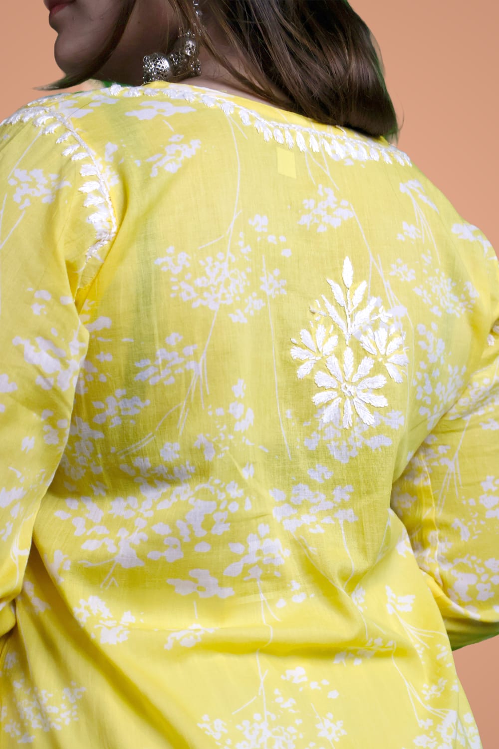 Malika Pure Mulmul Cotton Short Kurti - Yellow Colour