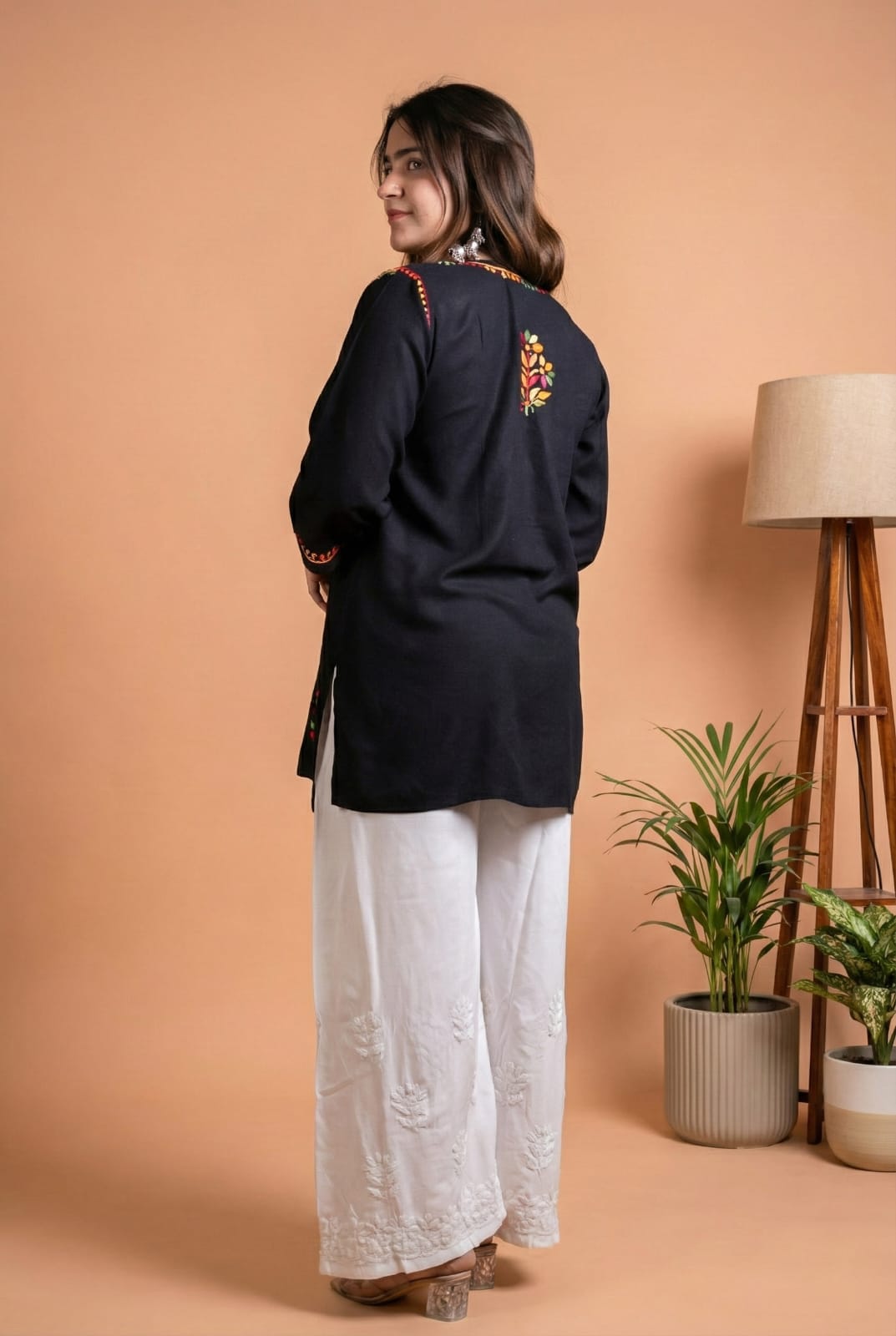 Ina Soft Rayon Chikankari Short Kurti - Multi Colour