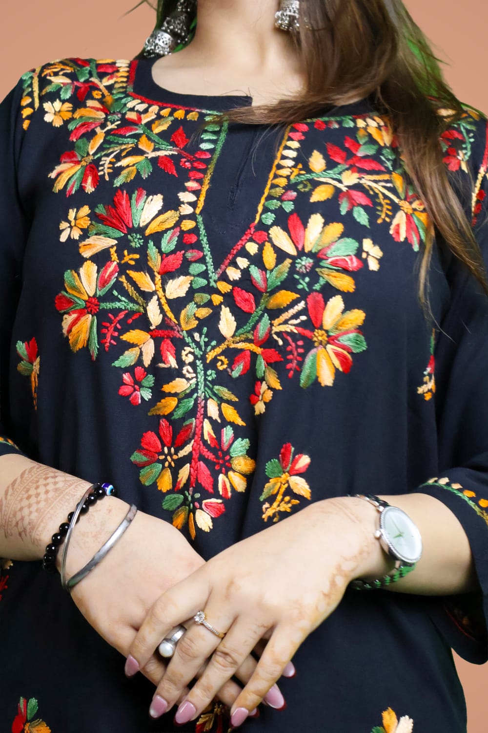 Ina Soft Rayon Chikankari Short Kurti - Multi Colour