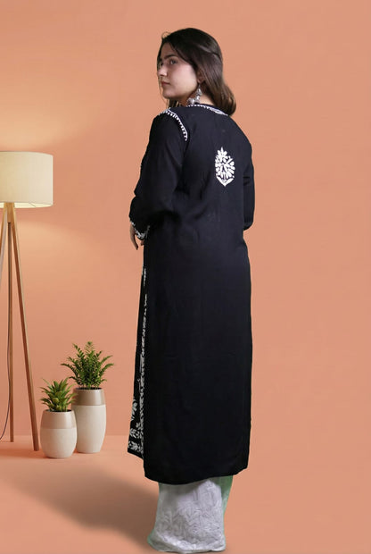 Avneet Kaur Inspired Modal Chikankari Kurti -Black  colour