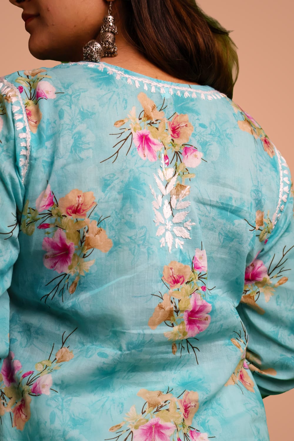 Rasha Pure Mulmul Chikankari Kurti - Sea Green Colour