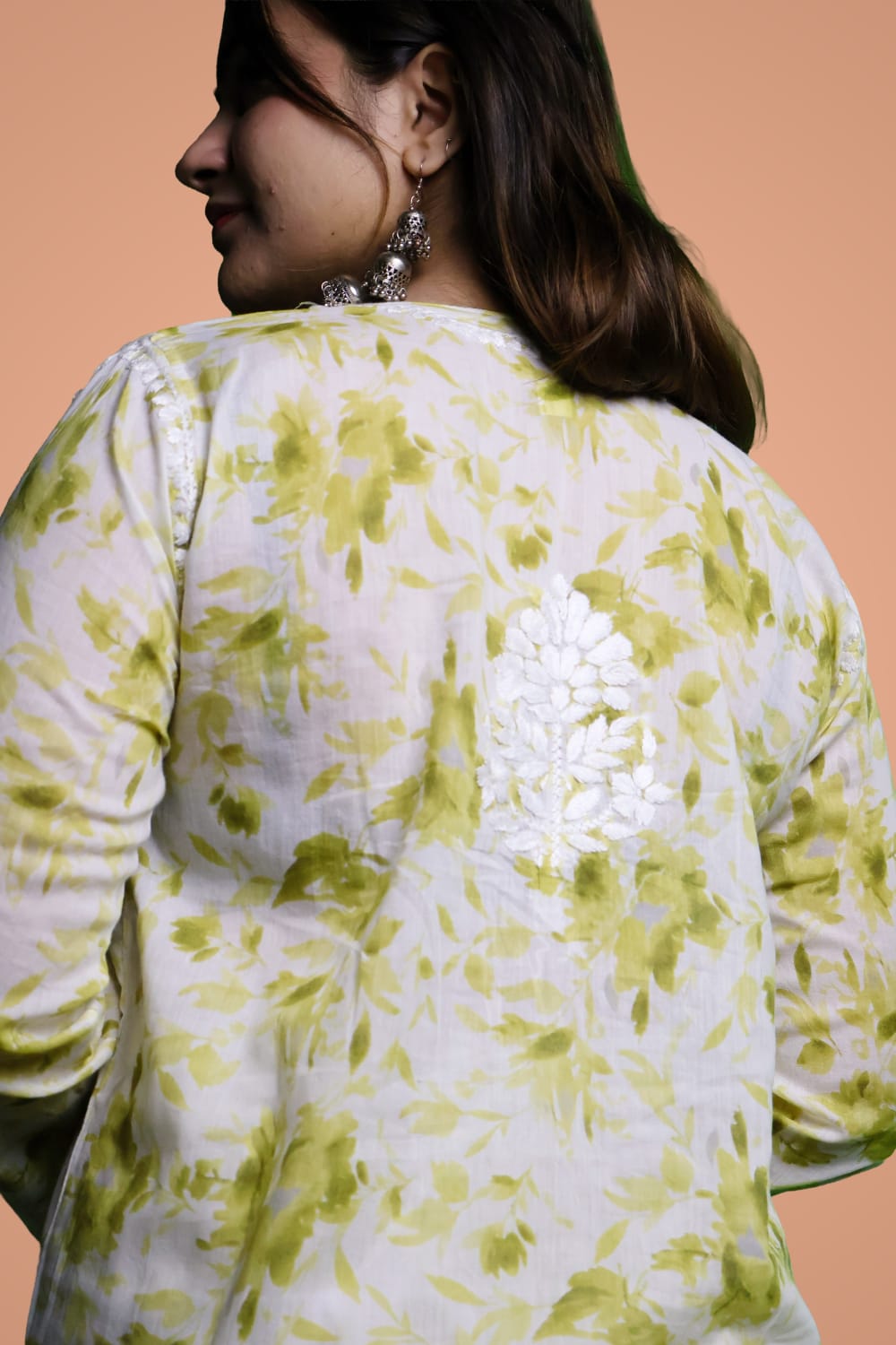 Aaliyah Mulmul Cotton Chikankari Kurti Set -Green Colour