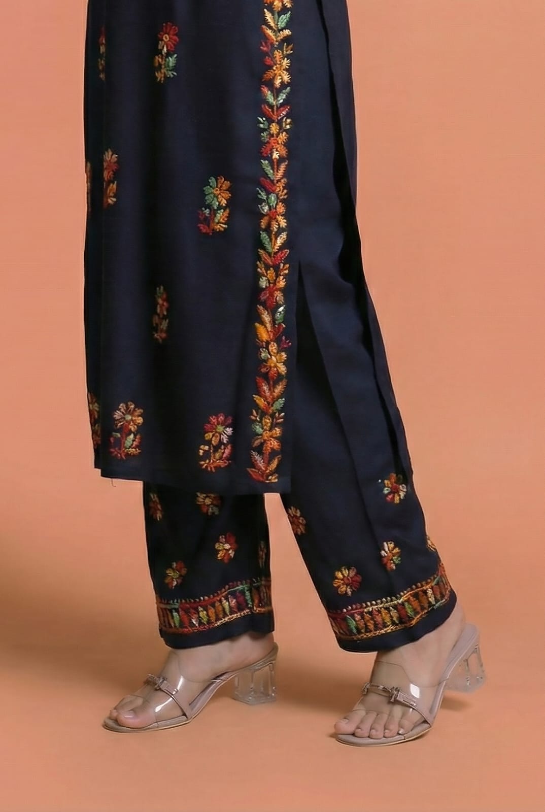 Namara Soft Rayon Chikankari Kurti Plazo Set - Multi Colour