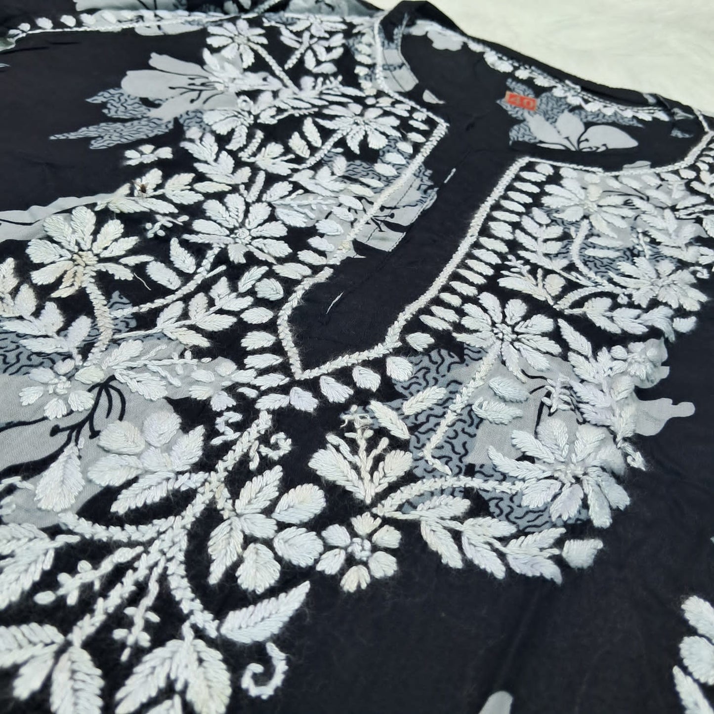 Suhana Khan Inspired Pure Mulmul Chikankari Kurti- Black Colour