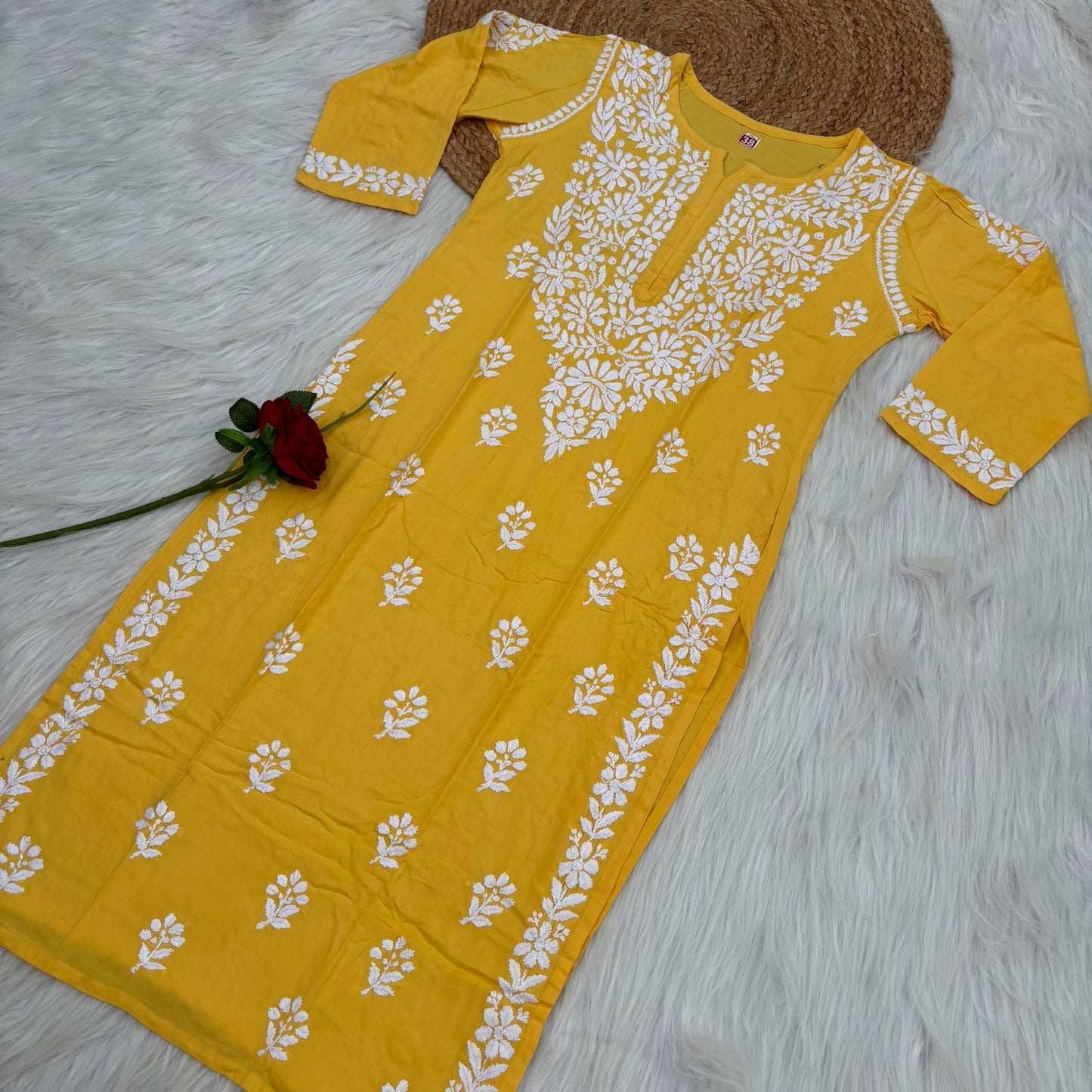 Maysa Soft Rayon Chikankari Kurti - Colour