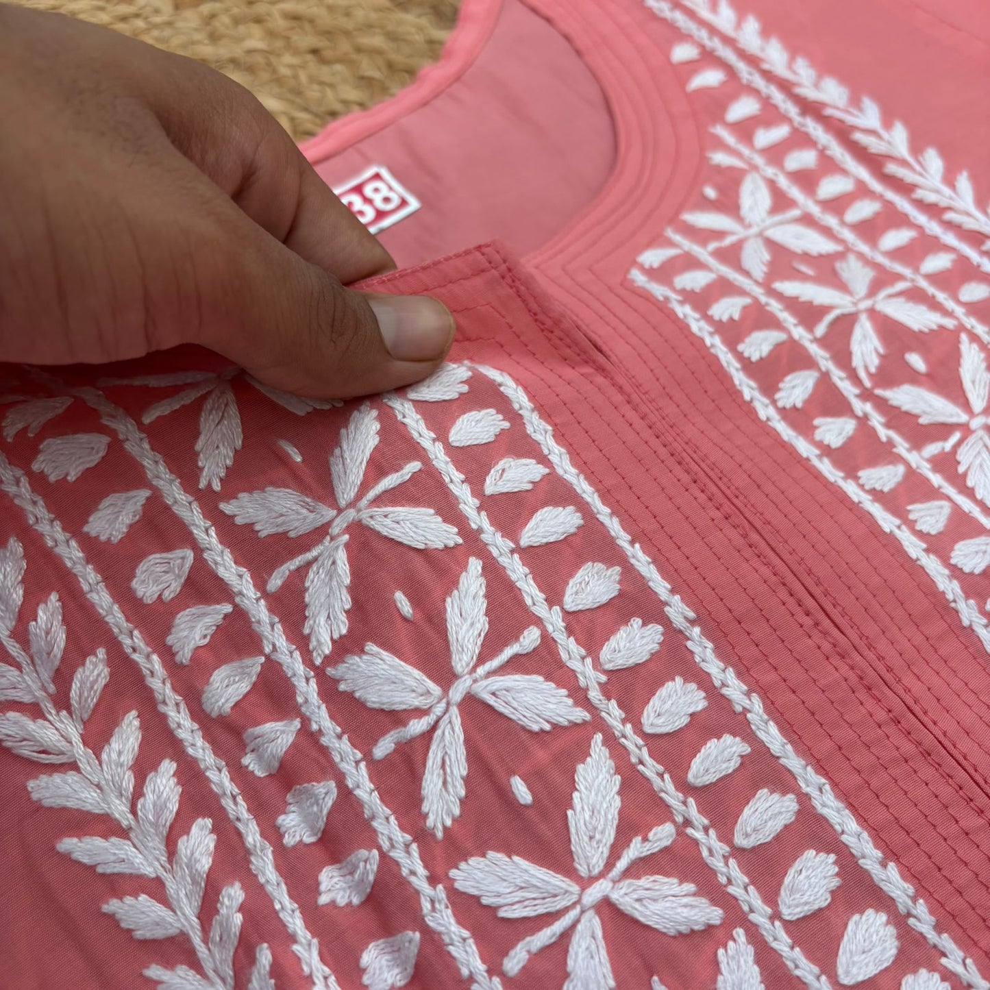 Afana Silk Chikankari Kurti Plazo set Gazri Colour