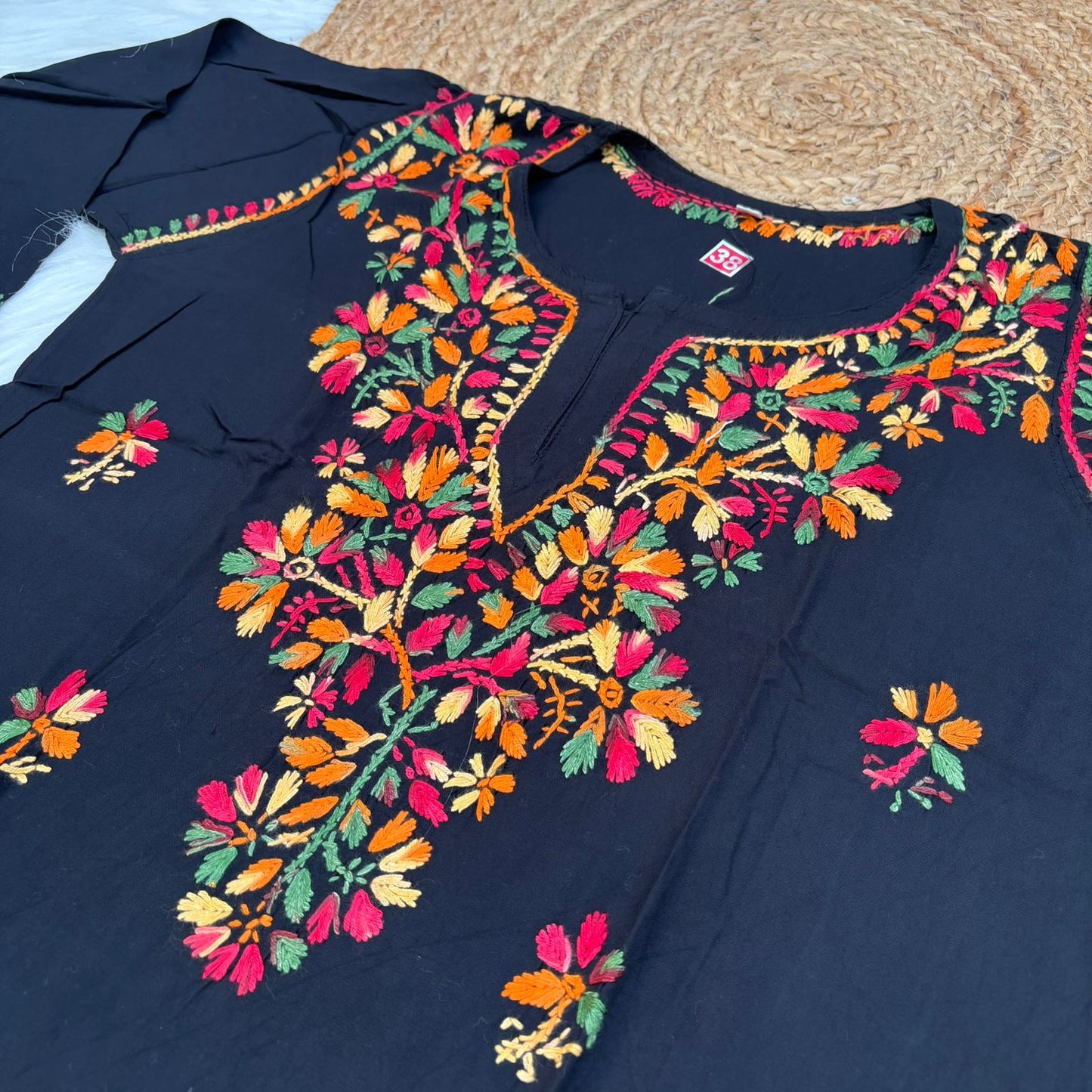 Ina Soft Rayon Chikankari Short Kurti - Multi Colour