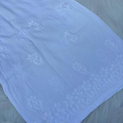 Aliza Soft Rayon Chikankari Plazo - White Color - Chikankaar