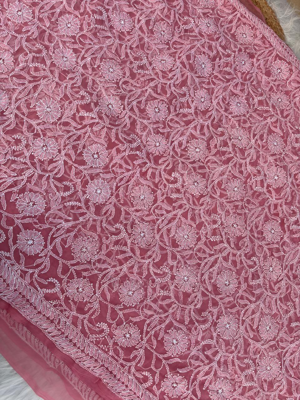 Shehnaz Georgette Full Jaal Saree with Unstitched blouse -  Gazri colour