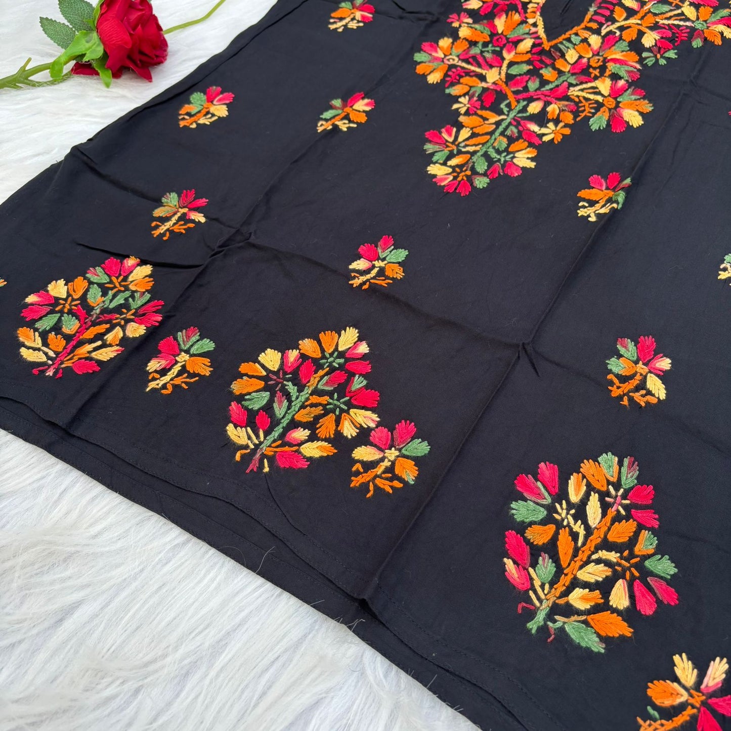 Ina Soft Rayon Chikankari Short Kurti - Multi Colour