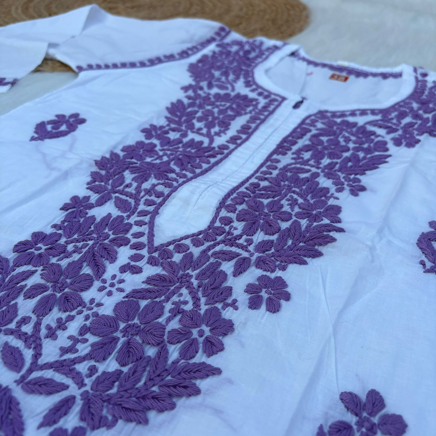 Shazana Pure Cotton Chikankari Kurti - Purple Colour