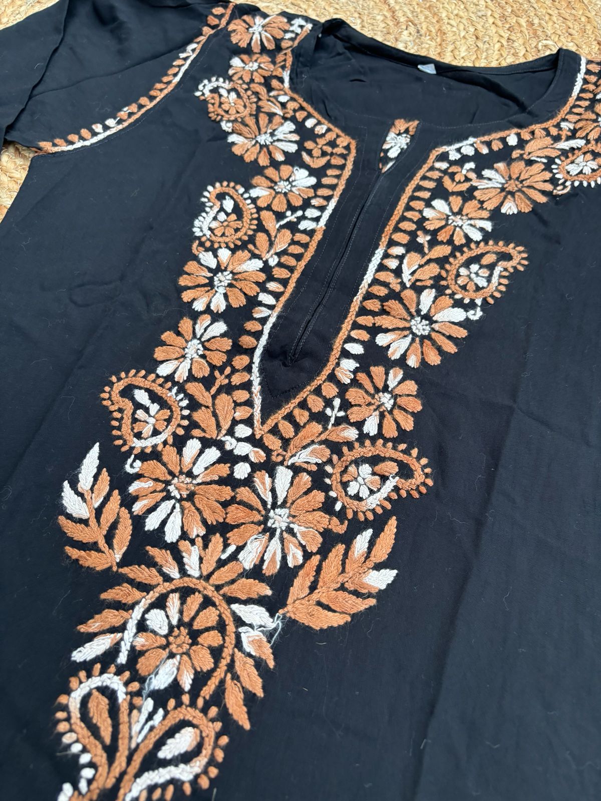 Ghada Soft Rayon Lucknowi Handwork Chikankari Kurti - Mustard Colour