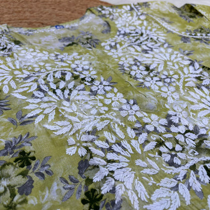 Fawziya Pure Mulmul Chikankari  Handwork Kurti - Pista Green Colour