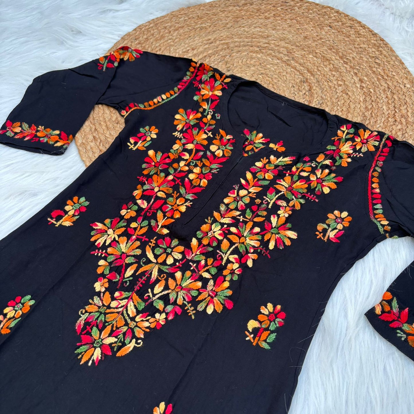 Maysa Soft Rayon Chikankari Kurti - Multi Colour