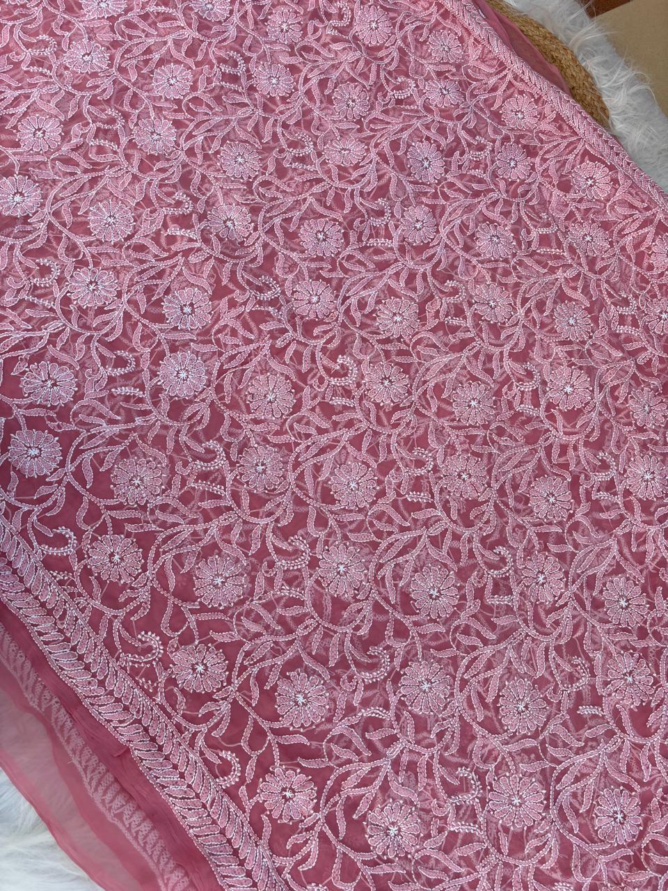 Shehnaz Georgette Full Jaal Saree with Unstitched blouse -  Gazri colour