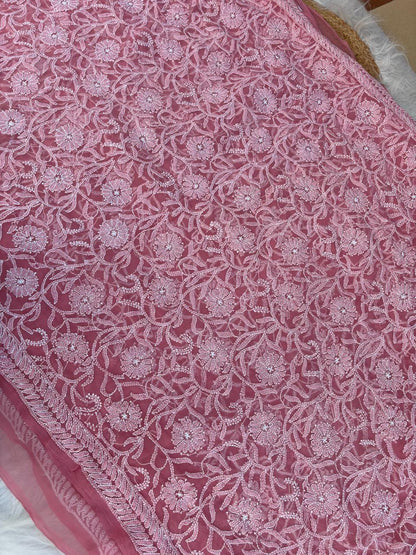 Shehnaz Georgette Full Jaal Saree with Unstitched blouse -  Gazri colour