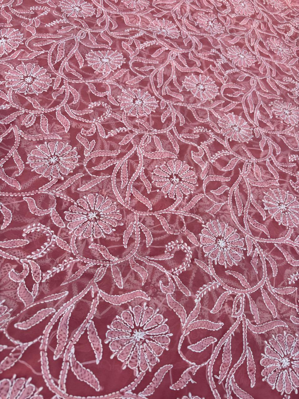 Shehnaz Georgette Full Jaal Saree with Unstitched blouse -  Gazri colour