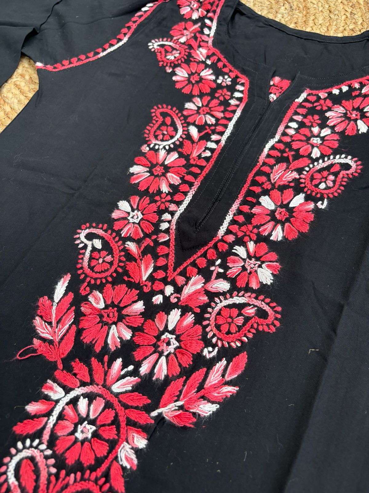 Ghada Soft Rayon Lucknowi Handwork Chikankari Kurti - gazri Colour