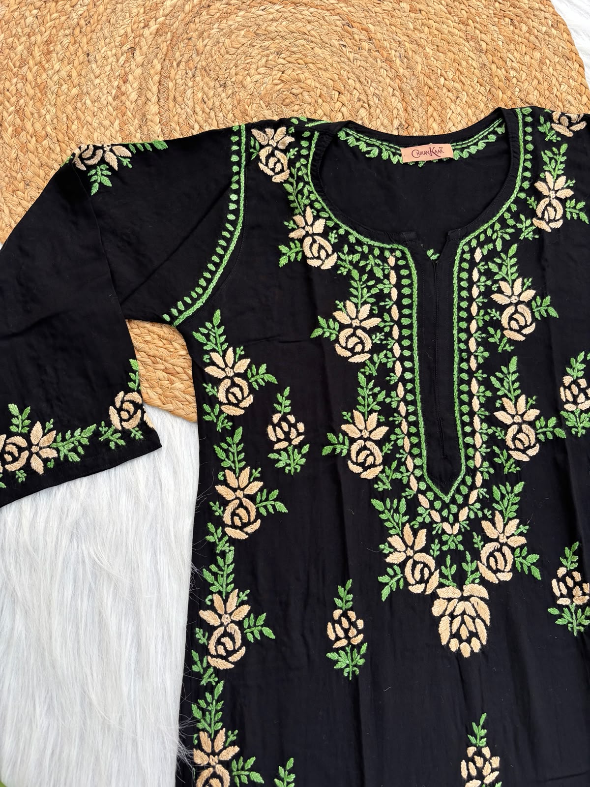 Sabah Rayon Handwork Chikankari Kurti Set - Mustard Colour