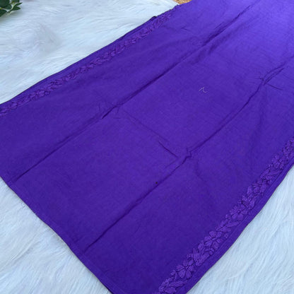 Sadia Dobby Cotton Ombre Shaded Chikankari Kurti with Collar - Purple Colour