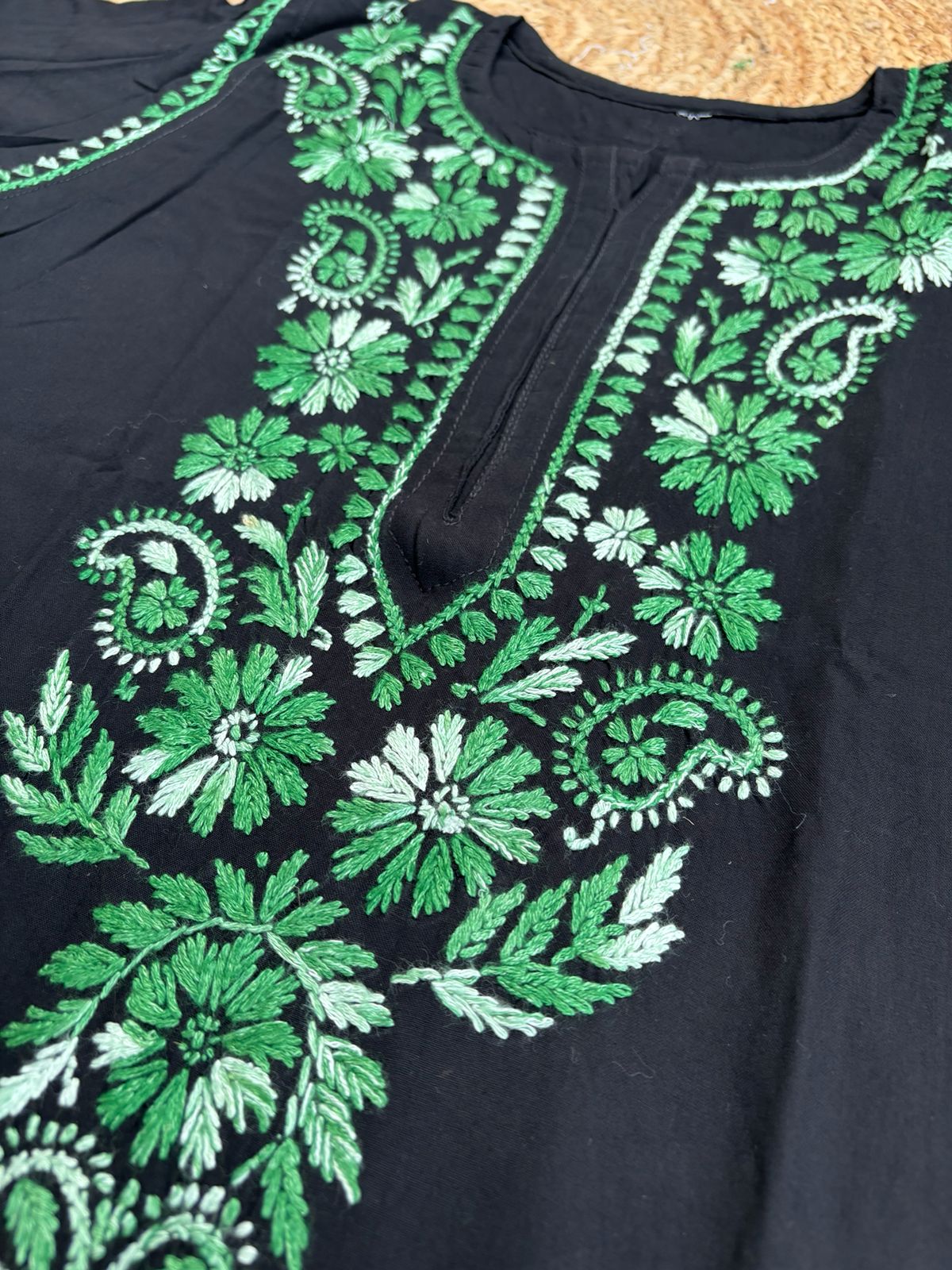 Ghada Soft Rayon Lucknowi Handwork Chikankari Kurti - Green Colour