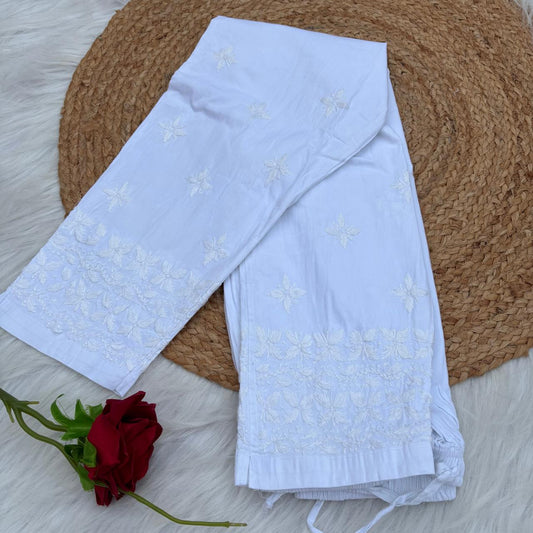 Sophia Pure Cotton Lycra Handwork Chikankari Pant- White