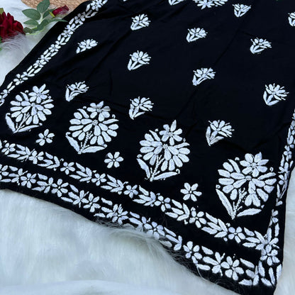 Avneet Kaur Inspired Modal Chikankari Kurti -Black  colour