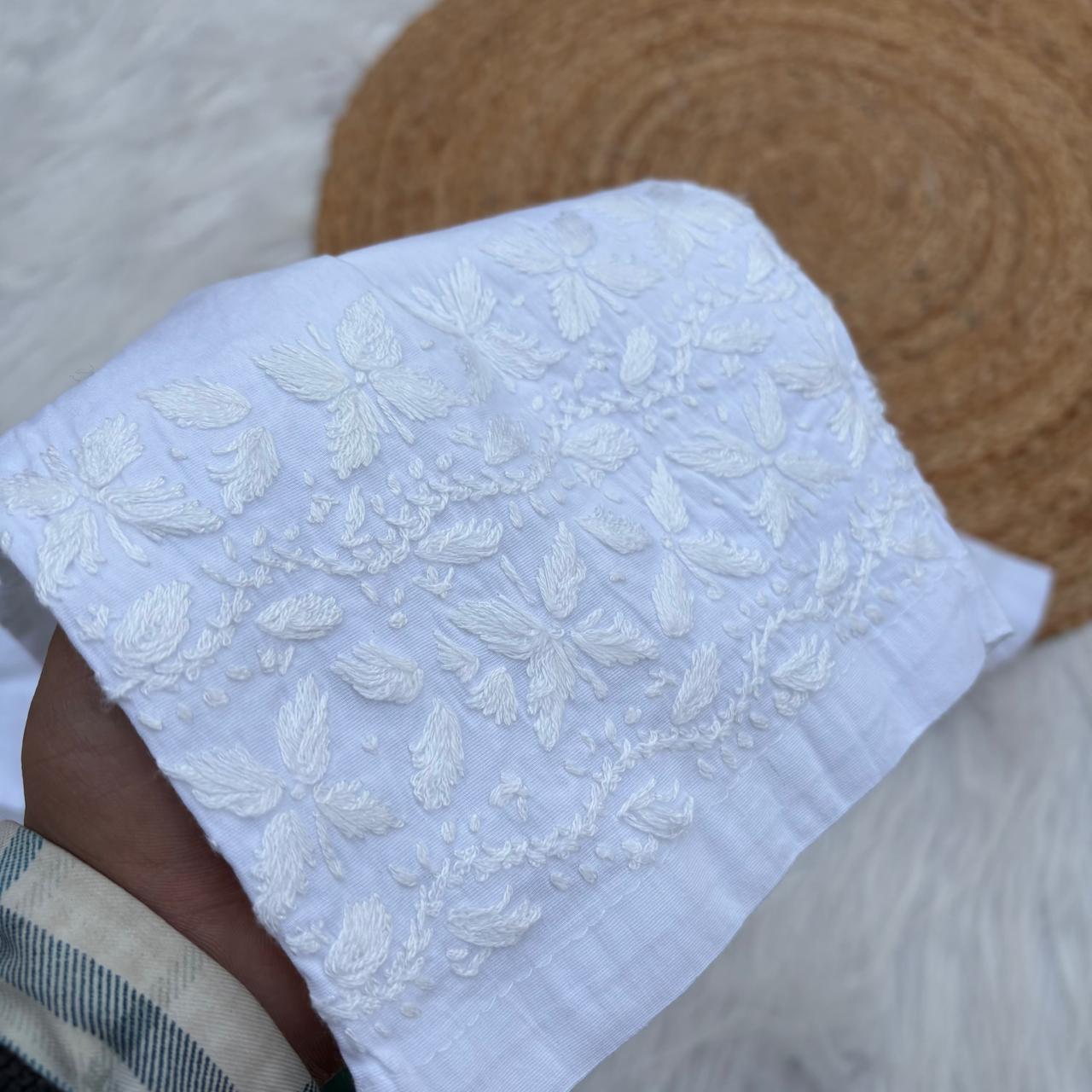 Sophia Pure Cotton Lycra Handwork Chikankari Pant- White