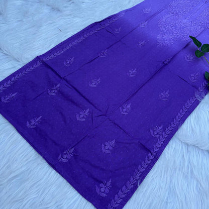Tamanna Ombre Shaded Dobby Cotton Chikankari Kurti - Purple Colour