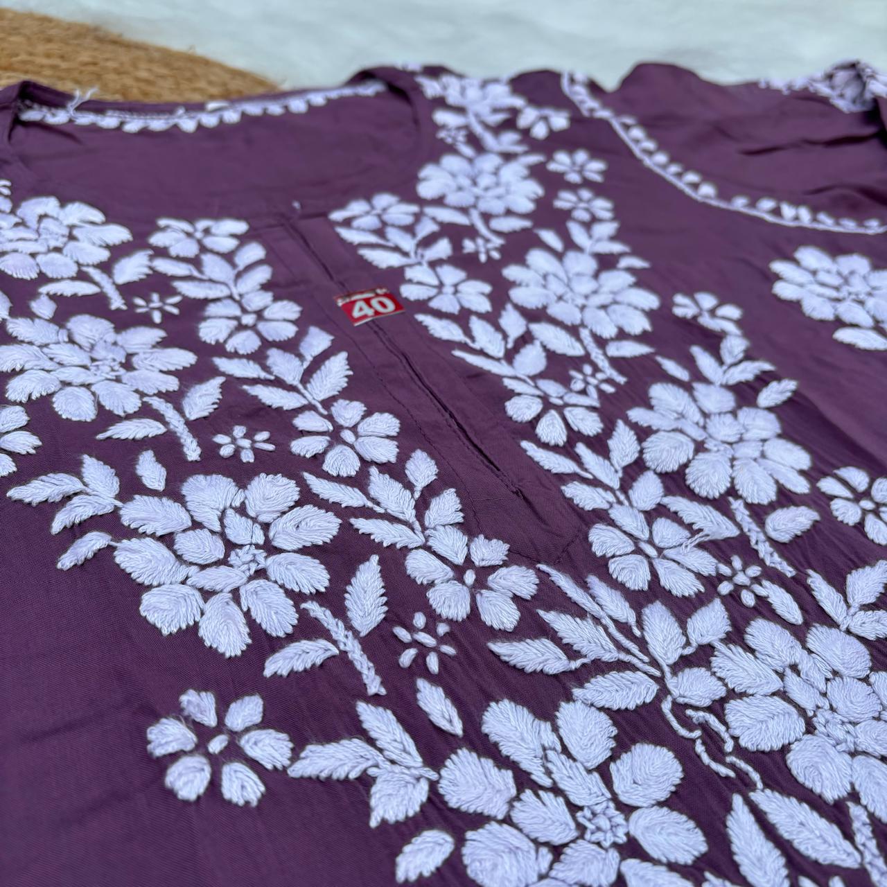 Avneet Kaur Inspired Modal Chikankari Kurti - Mauve colour