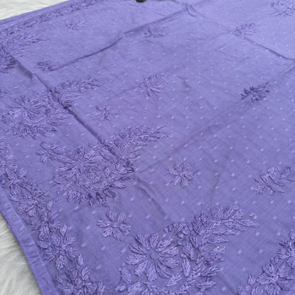 Farah Ombre Shaded Dobby Cotton Chikankari Kurti - Purple colour