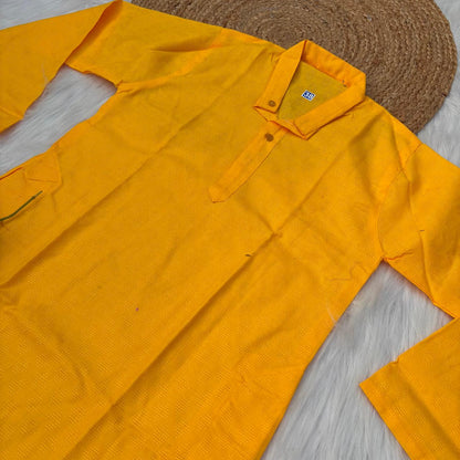 Ayaan Mens Cotton Chikankari Kurta - Yellow colour