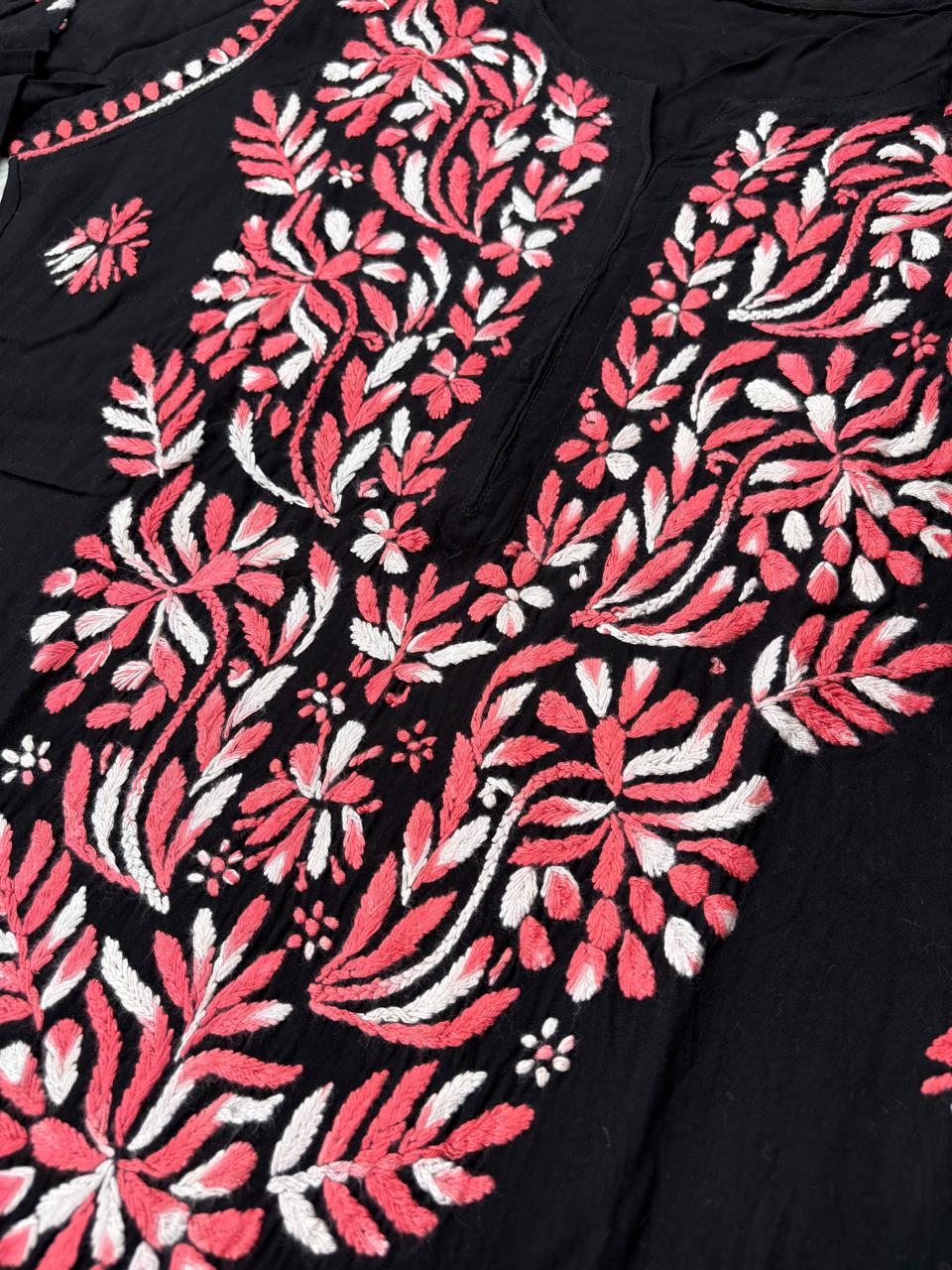 Shefrin Soft Rayon Lucknowi Handwork Chikankari Kurti - Gazri Colour