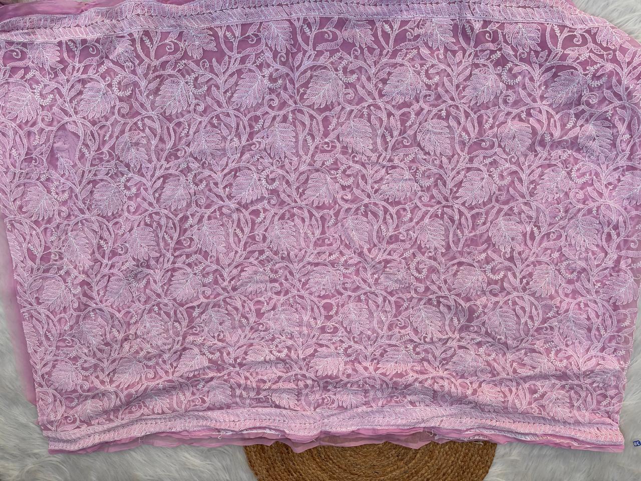 Shehnaz Georgette Full Jaal Saree with Unstitched blouse - Pink colour