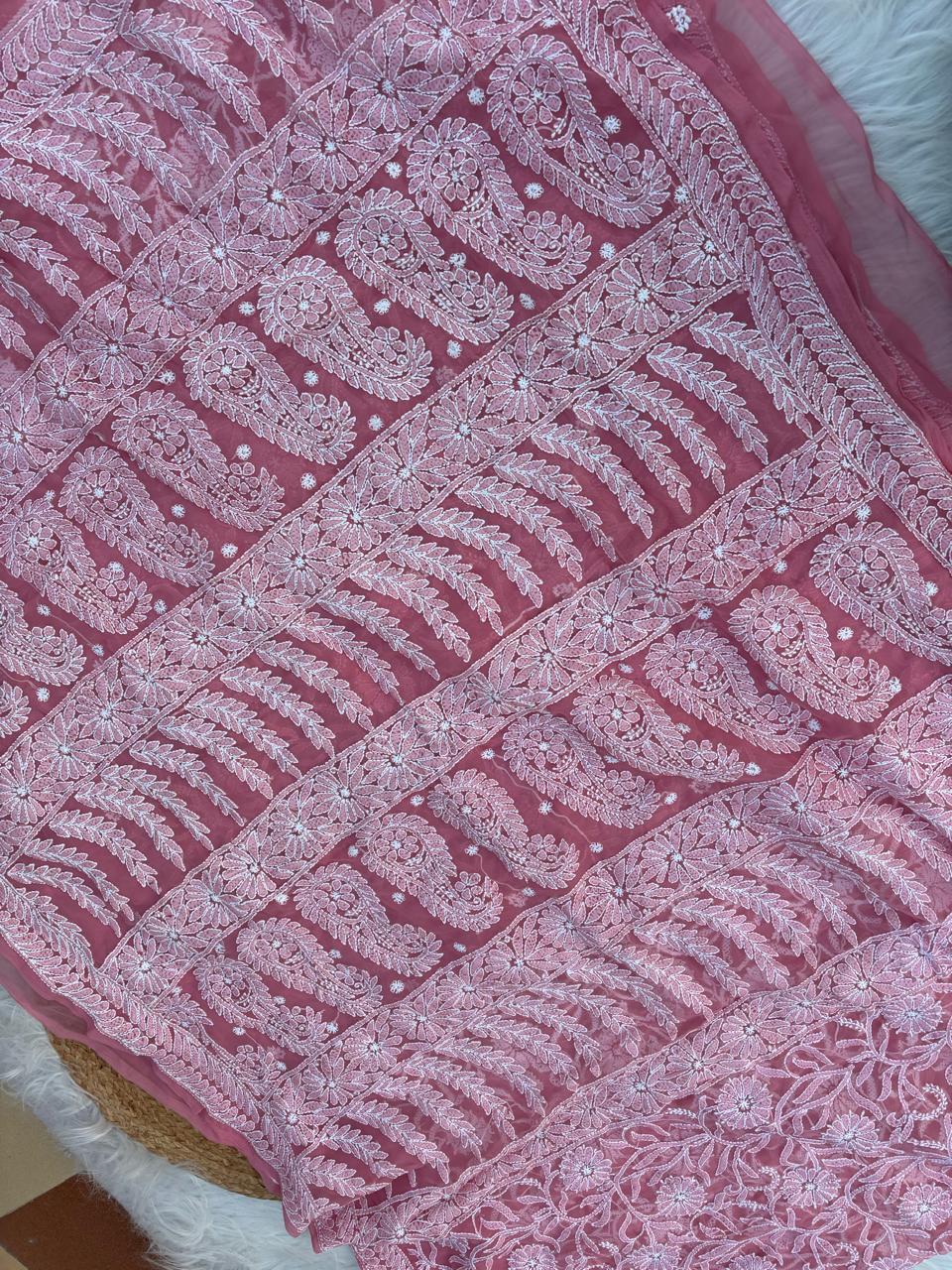 Shehnaz Georgette Full Jaal Saree with Unstitched blouse -  Gazri colour