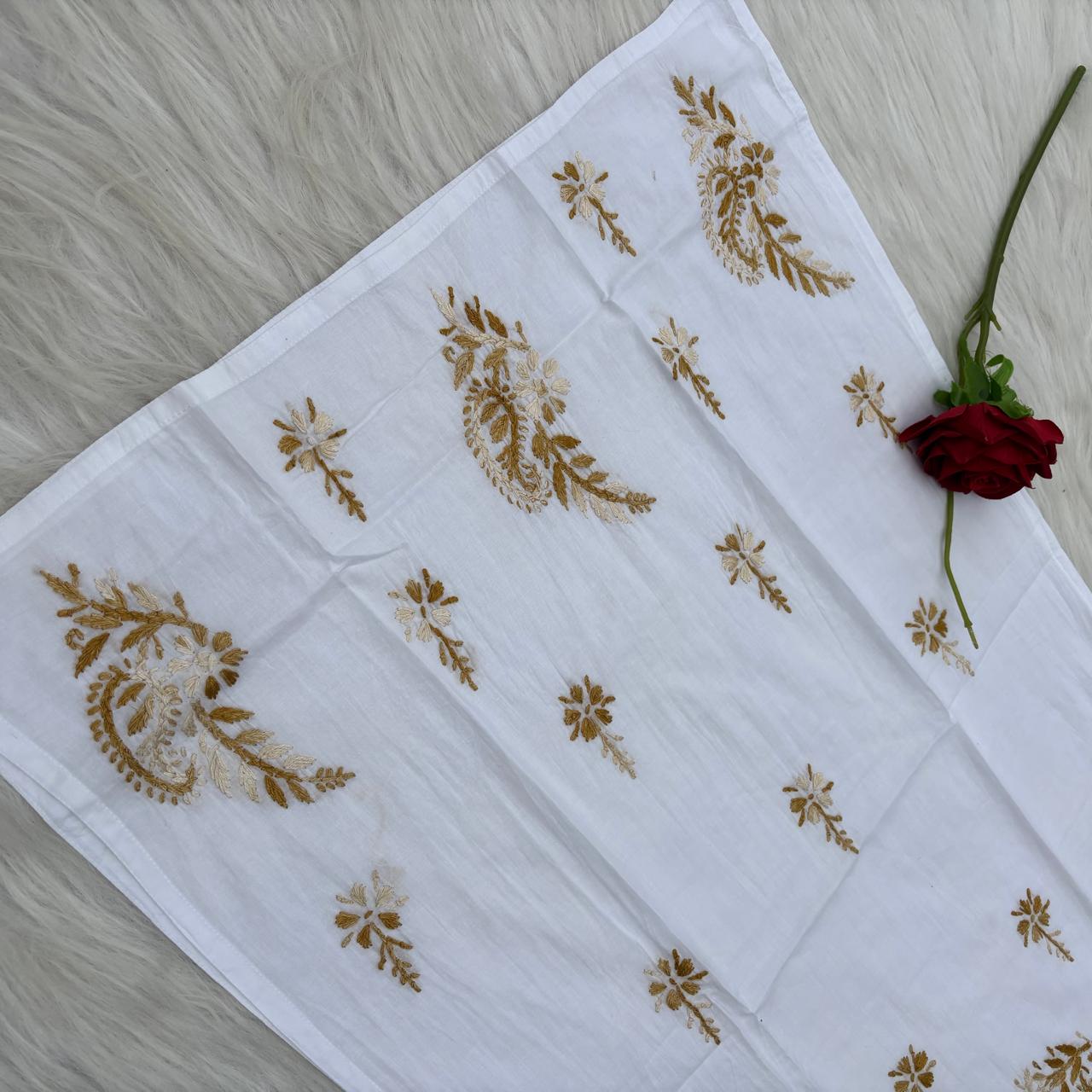 Zoya Cotton Lucknowi Chikankari Kurti - Mustard Color