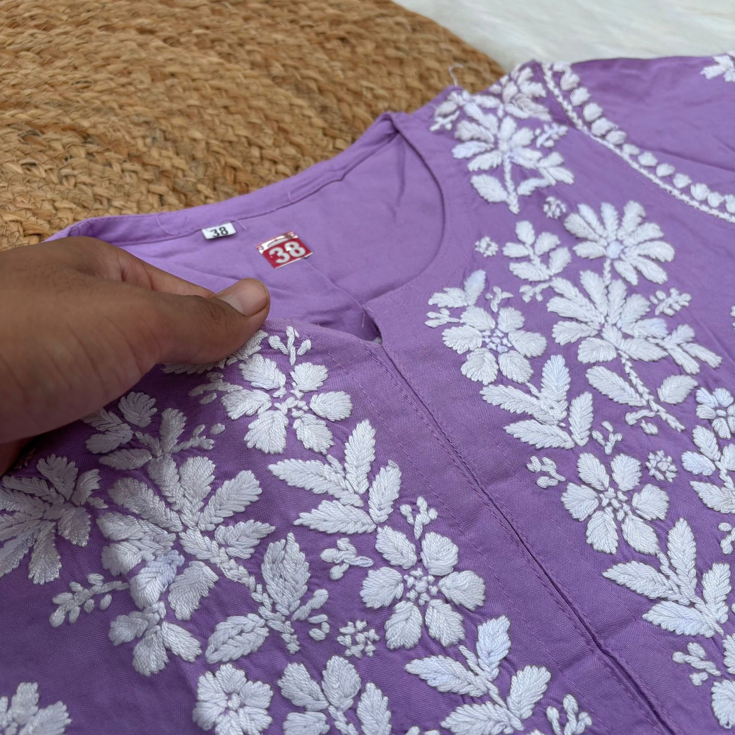 Maysa Soft Rayon Chikankari Kurti - Purple Colour