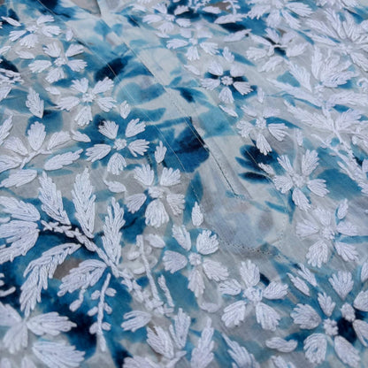 Amara Pure Mulmul Chikankari  Handwork Kurti -Blue Colour