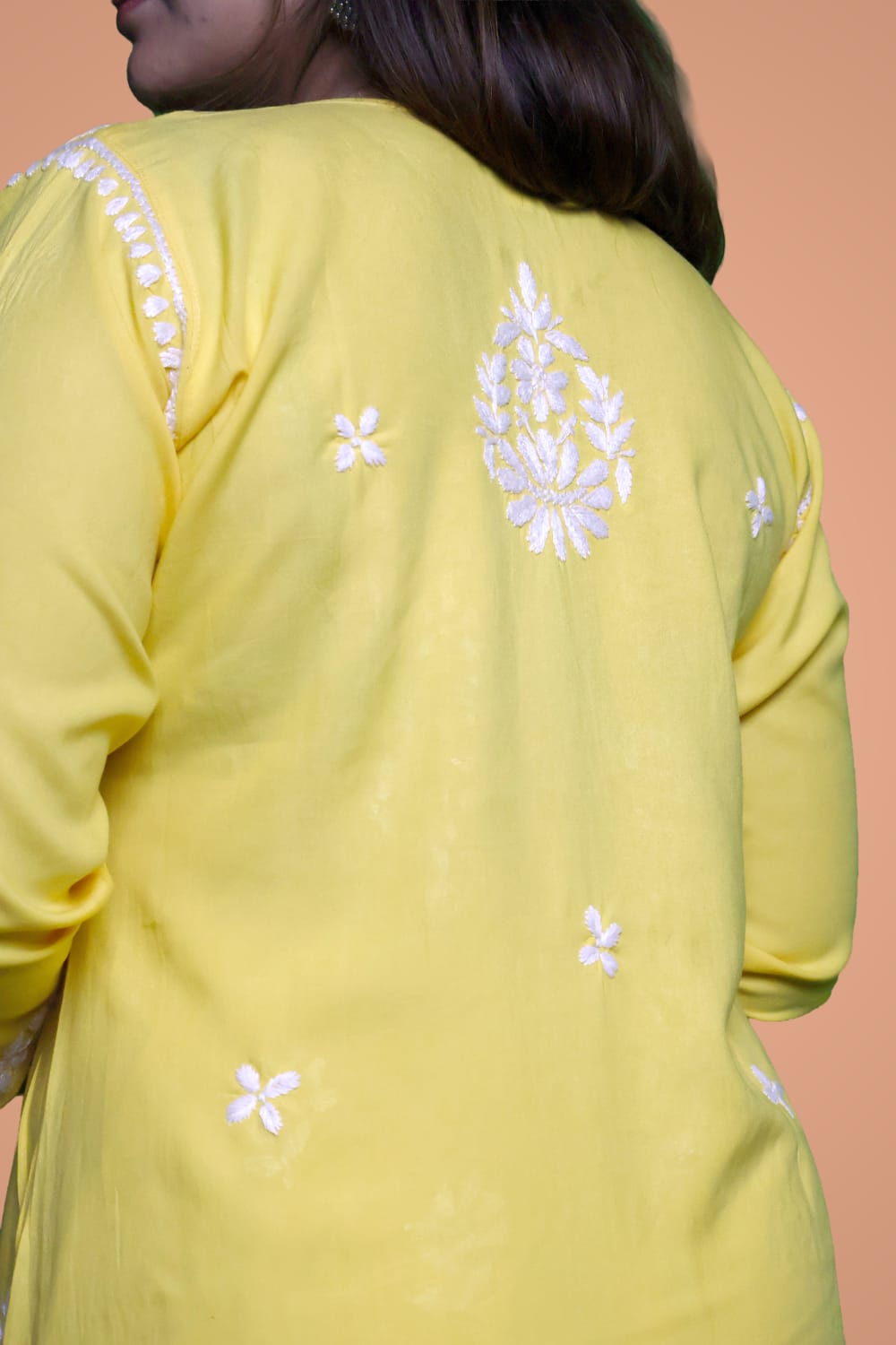 Sakina Rayon Chikankari Kurti Set - Yellow Colour