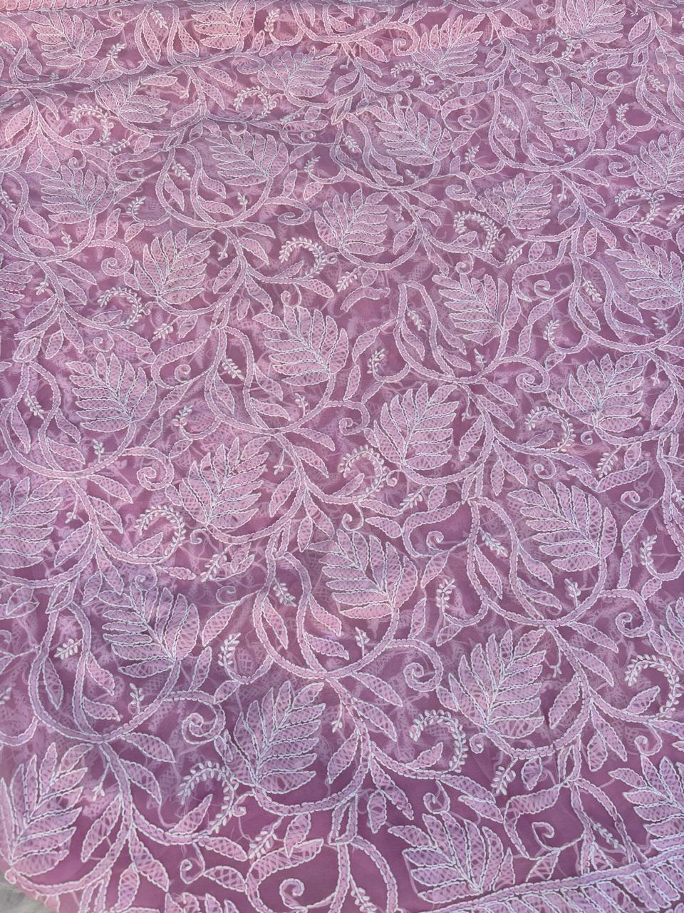 Shehnaz Georgette Full Jaal Saree with Unstitched blouse - Pink colour