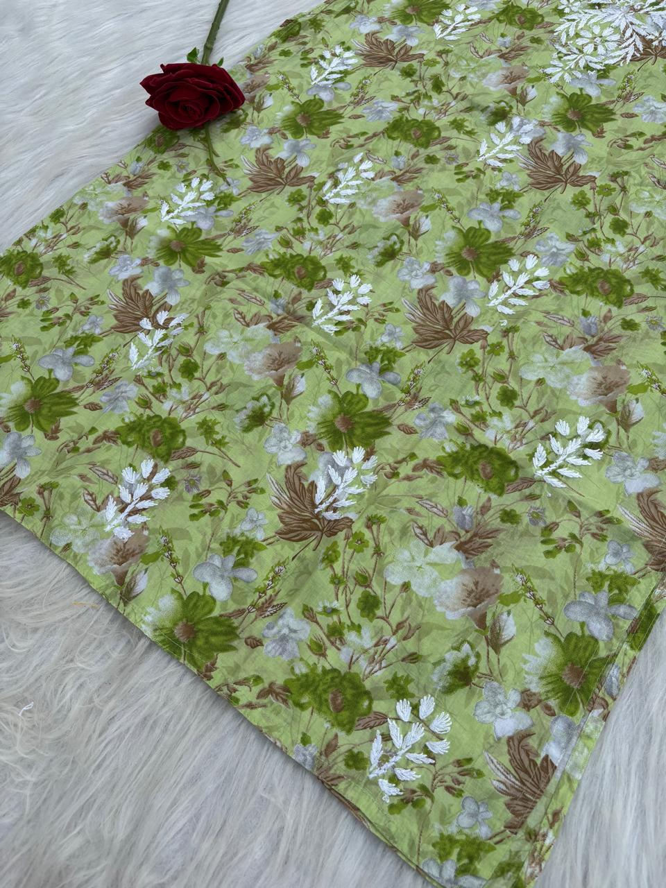 Alina Pure Mulmul Chikankari Handwork Kurti - Green Colour