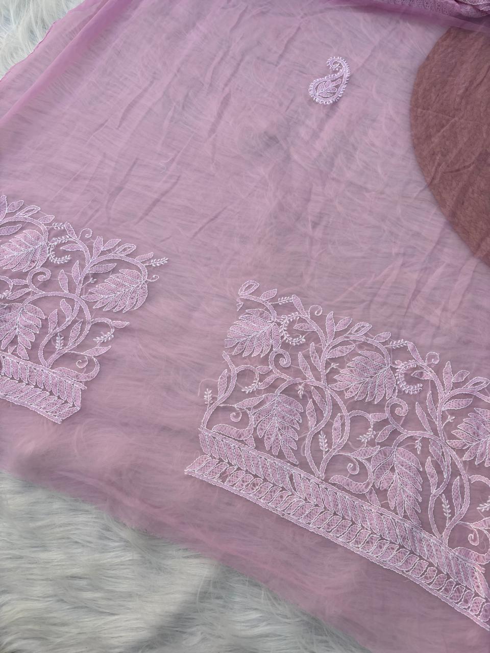 Shehnaz Georgette Full Jaal Saree with Unstitched blouse - Pink colour