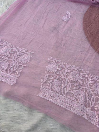 Shehnaz Georgette Full Jaal Saree with Unstitched blouse - Pink colour