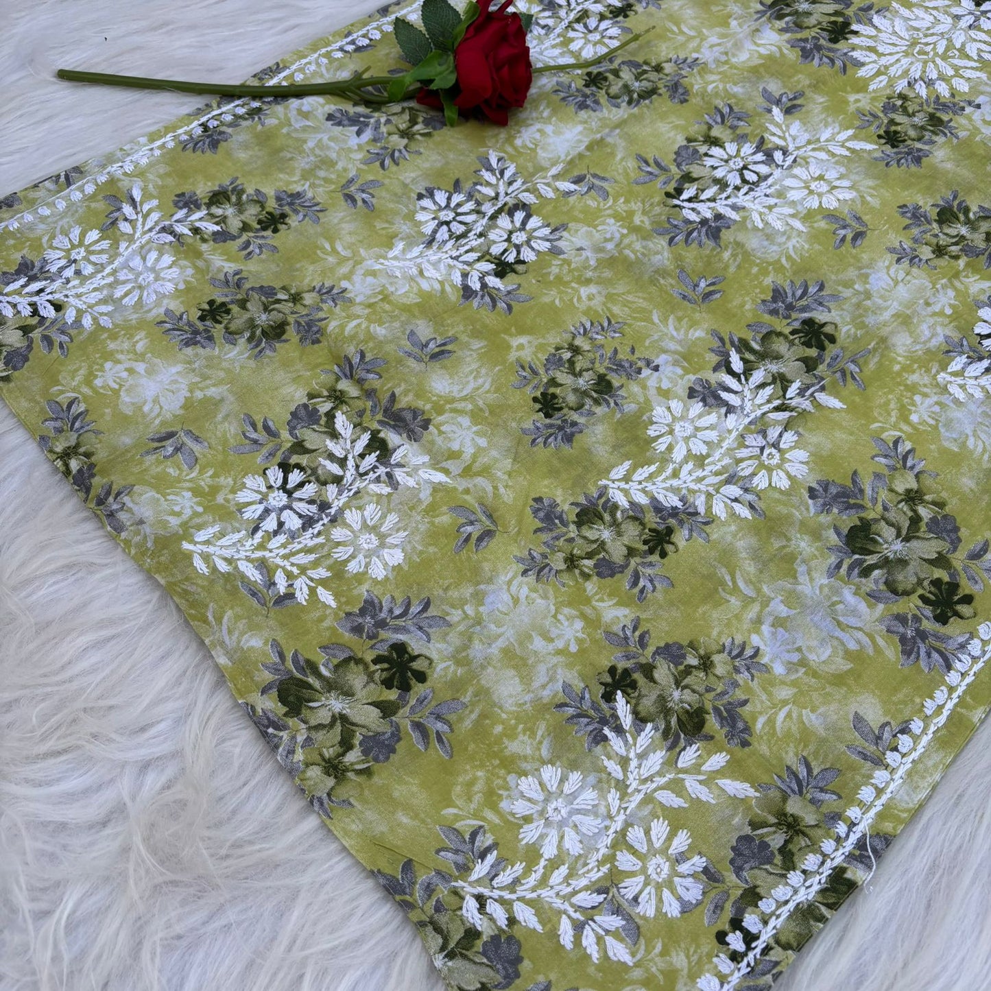 Fawziya Pure Mulmul Chikankari  Handwork Kurti - Pista Green Colour